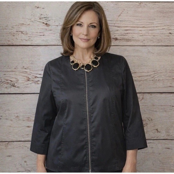 Eileen Fisher Jackets & Blazers - Eileen Fisher Jacket Women's L Black Ramie Pockets Open Front Silk Blend Lining